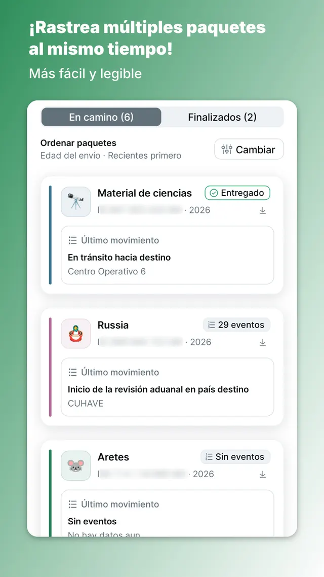 Paquetes rastreados en Correos de México